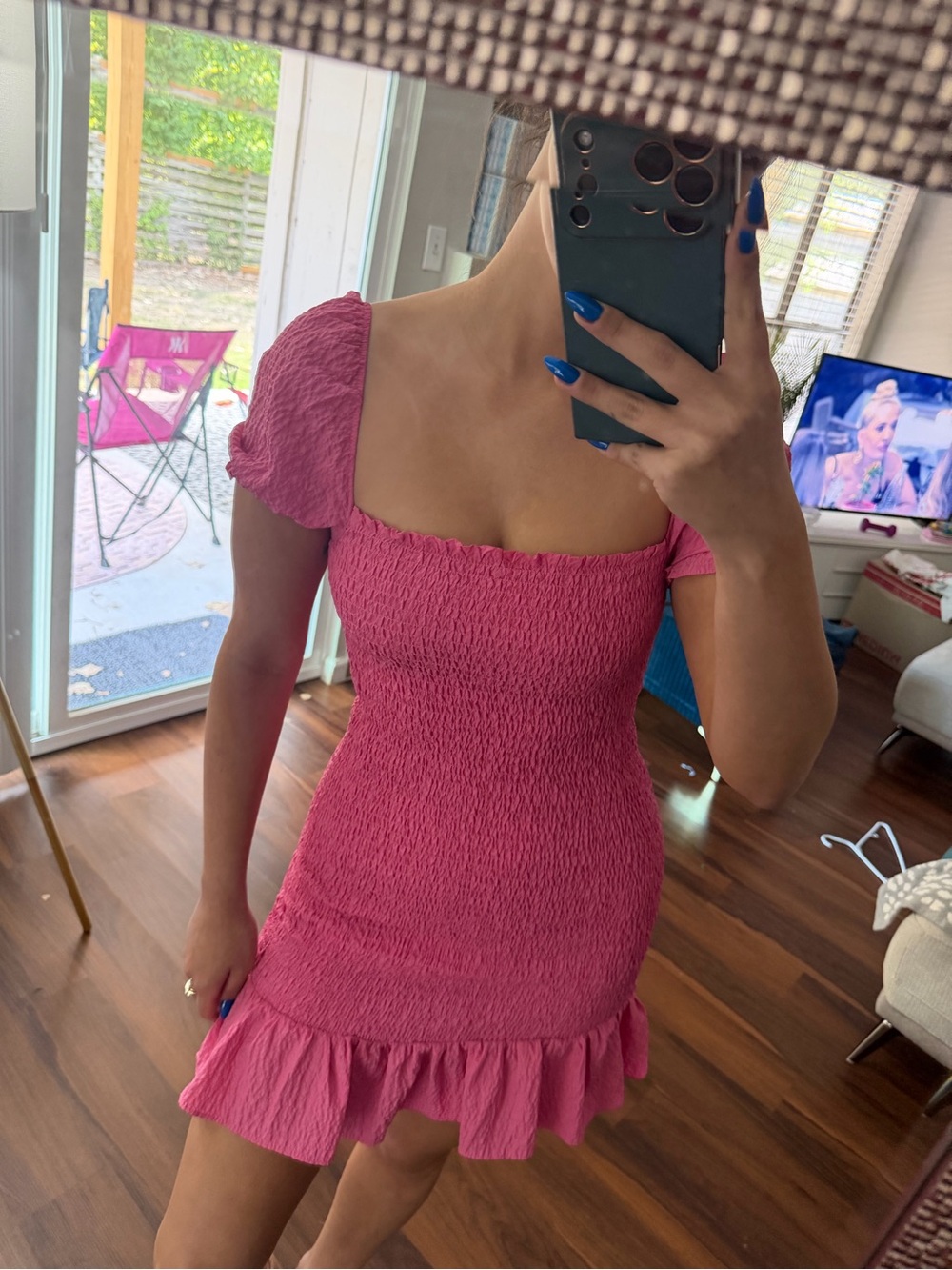 Zara Pink Smocked Ruffle Mini Dress